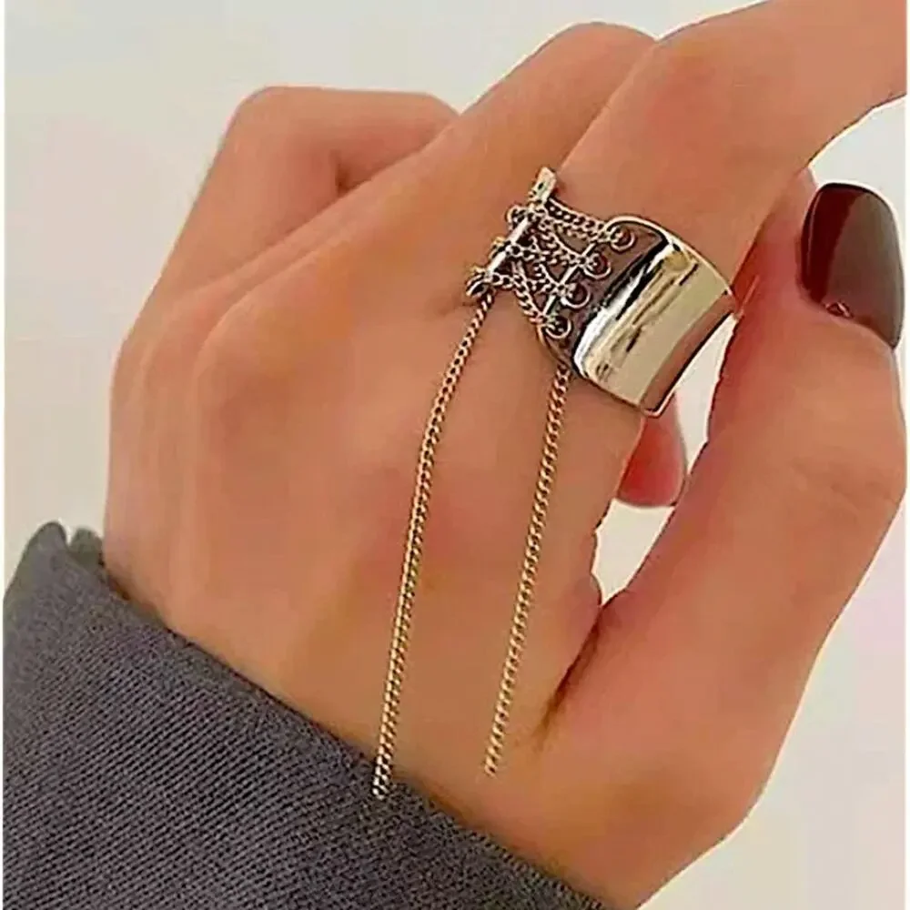 Silver Trendy Lace Up Ring